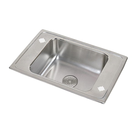 Elkay Lustertone Stainless Steel 31X19-1/2X7-5/8 Single Bowl Top Mount Classroom Sink W/Perfect Drain Grid DRKR3119PDFR2